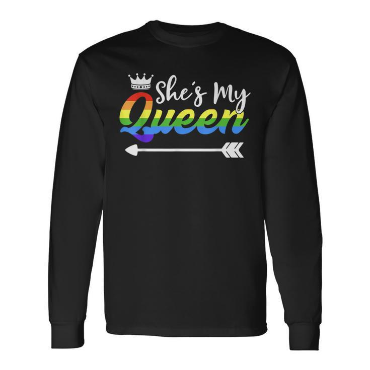 Shes My Queen Gay Girlfriend Outfit Matching Lesbian Couple Long Sleeve T-Shirt T-Shirt