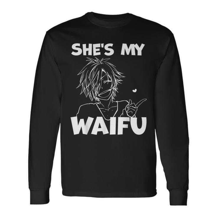 She's My Waifu Anime Matching Couple Boyfriend Long Sleeve T-Shirt
