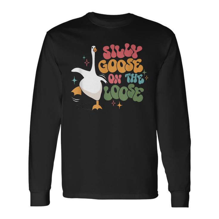 Silly Goose On The Loose Retro Groovy Silly Goose Club Long Sleeve T-Shirt T-Shirt