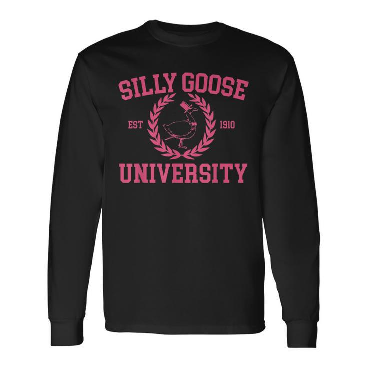 Silly Goose University Pink Goose Meme School Bird Goose Long Sleeve T-Shirt T-Shirt