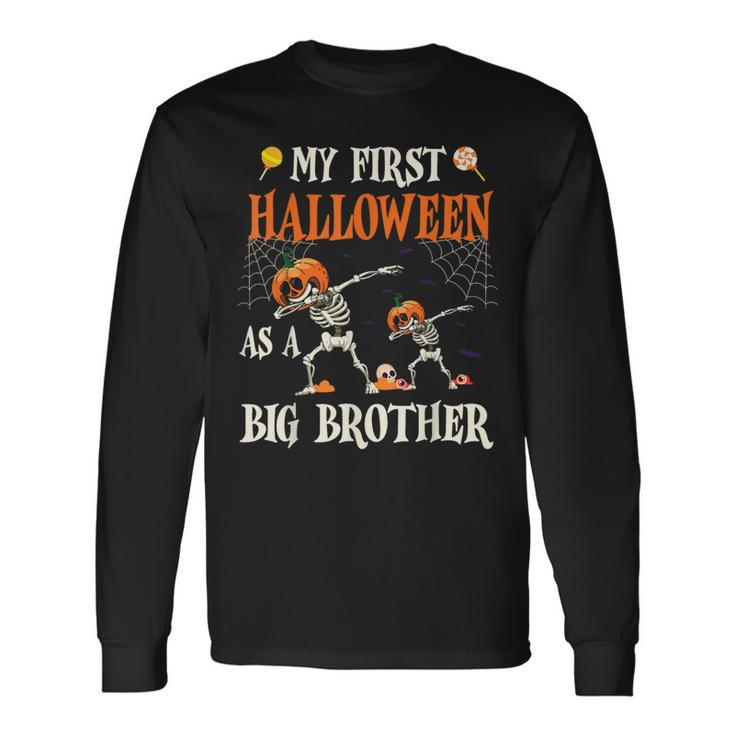 Skeleton Dabbin Together My First Halloween As A Big Brother Long Sleeve T-Shirt
