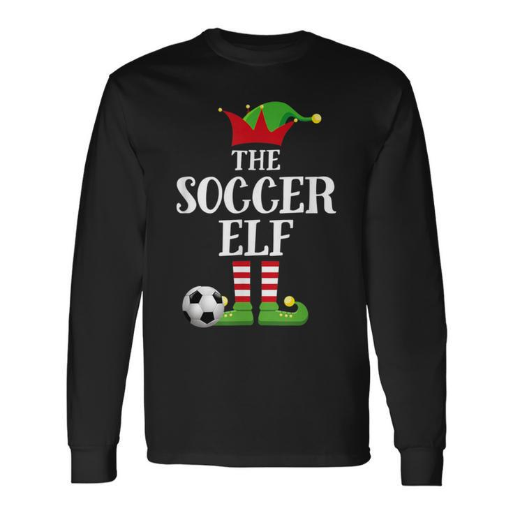 Soccer Elf Family Matching Christmas Group Elf Pajama Long Sleeve T-Shirt