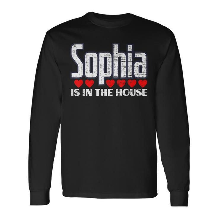 Sophia Is In The House Retro Hearts First Name Love Sophia Long Sleeve T-Shirt