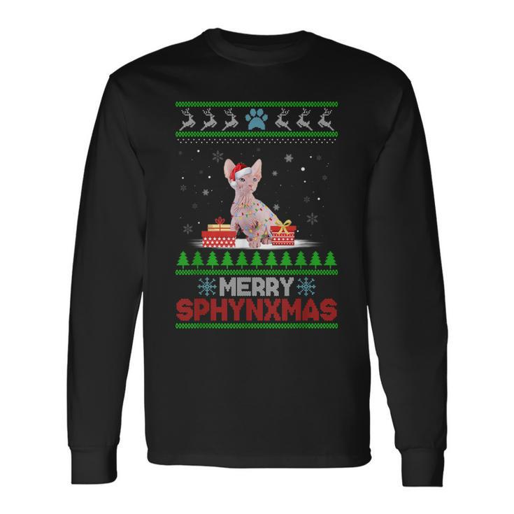 Sphynx Cat Lover Christmas Ugly Xmas Sweater Sphynx Long Sleeve T-Shirt