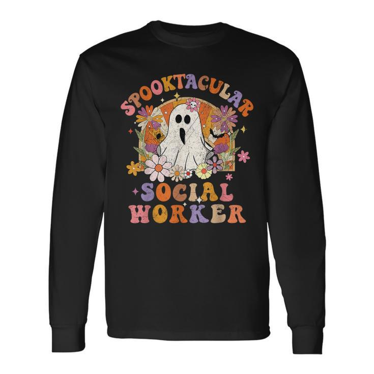 Spooktacular Social Worker Happy Halloween Spooky Matching Long Sleeve T-Shirt