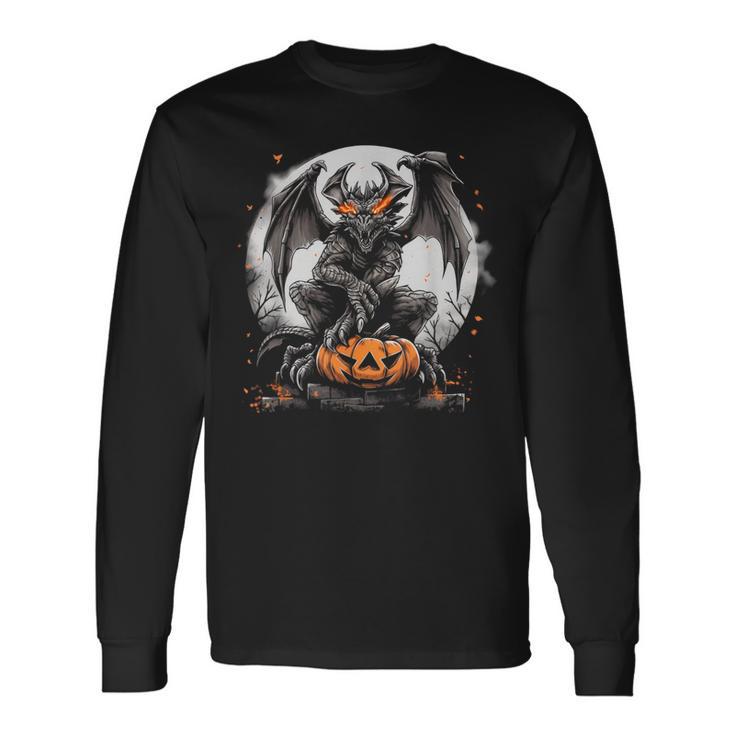 Spooky Halloween Cemetery Dragon Long Sleeve T-Shirt