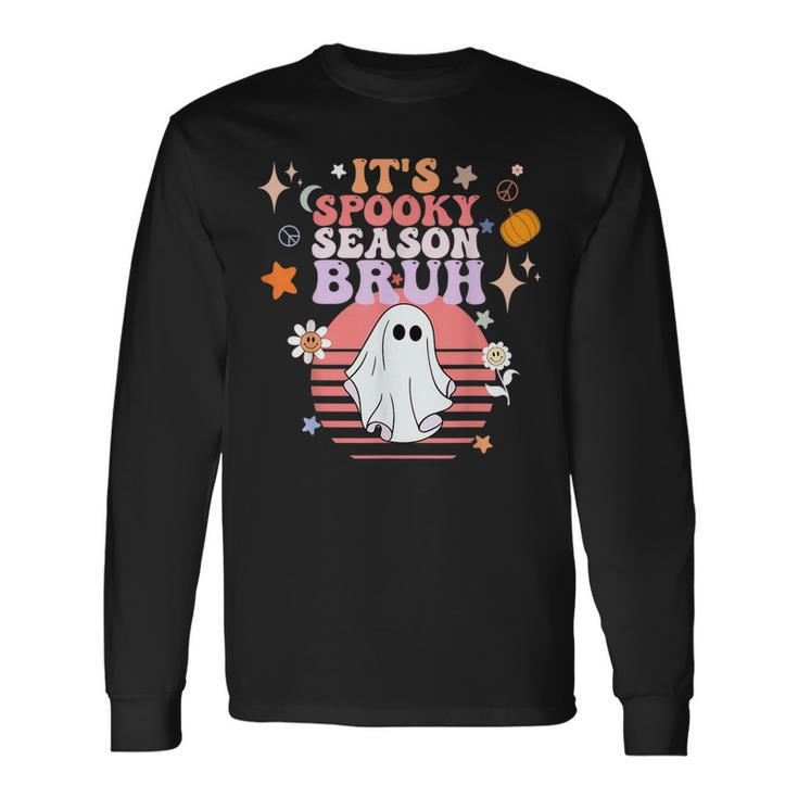 Spooky Season Bruh Retro Halloween Ghost Spooky 70S Groovy 70S Vintage Long Sleeve T-Shirt T-Shirt