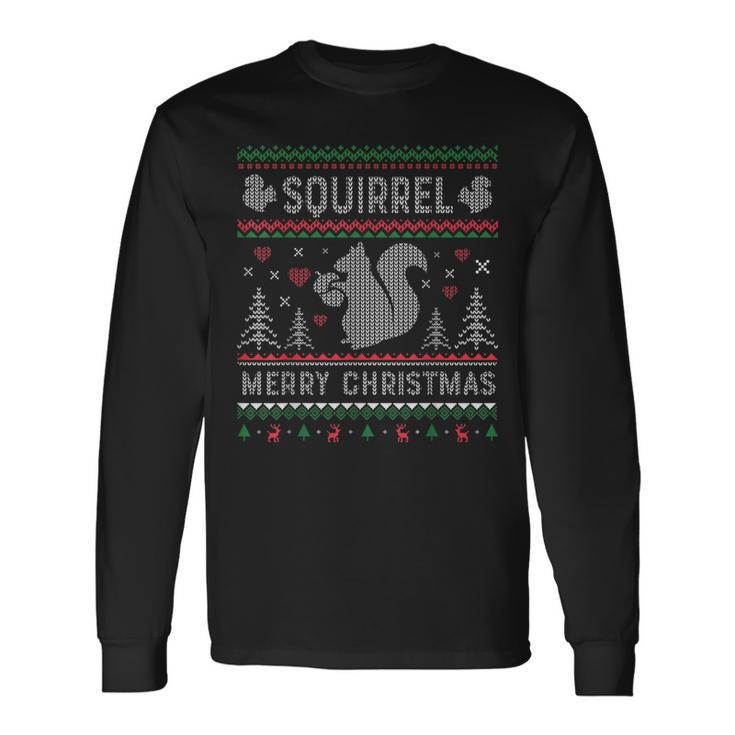 Squirrel Ugly Christmas Sweater Style Long Sleeve T-Shirt