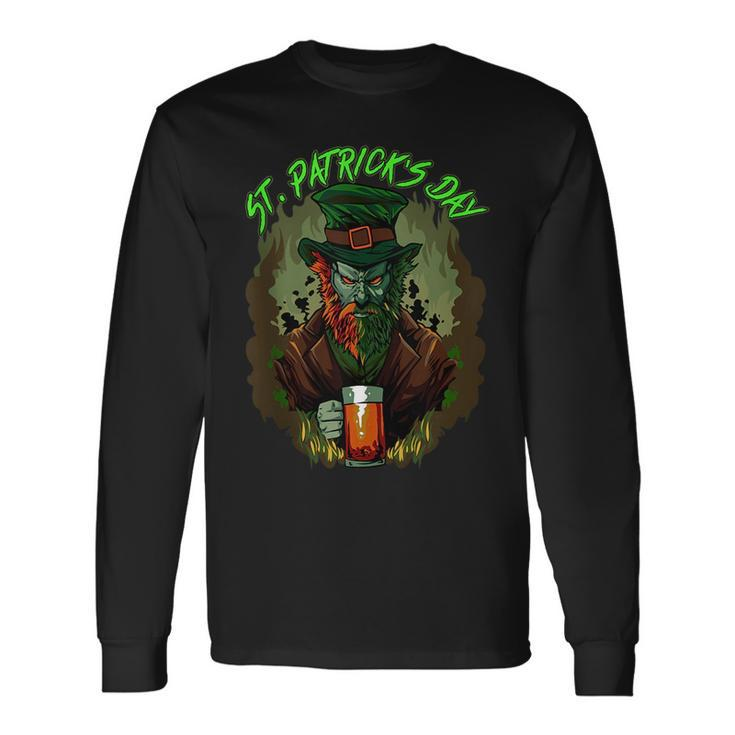 St Patricks Day Horror Scary Dark Leprechaun Spooky Cool Long Sleeve T-Shirt T-Shirt