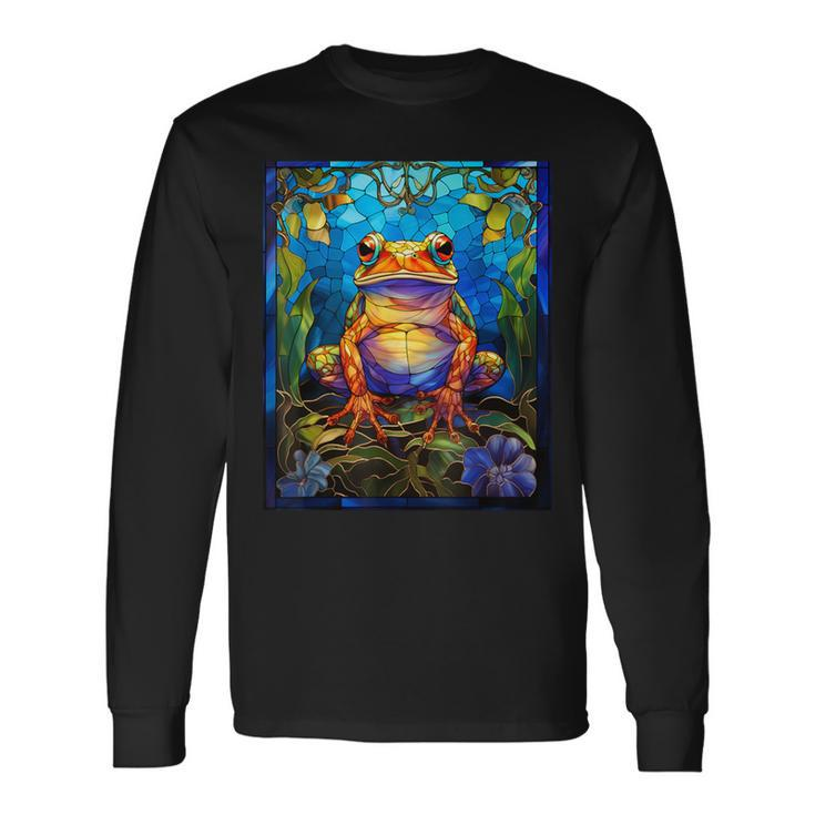 Stained Glass Style African Bullfrog Long Sleeve T-Shirt