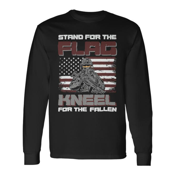 Stand For The Falg Kneel For The Fallen Veterans Day 139 Long Sleeve T-Shirt