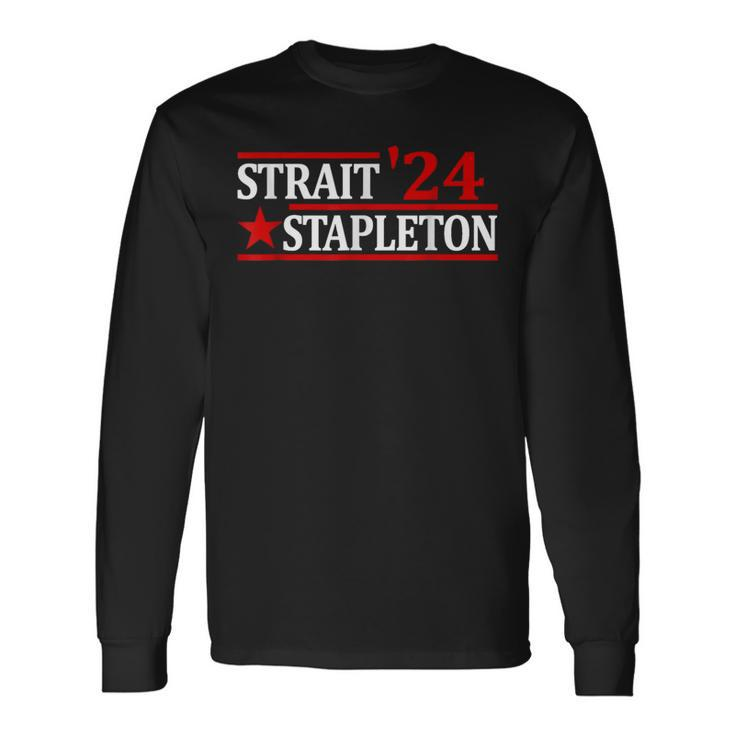 Stapleton Strait 24 Retro Vintage Country Cowboy Western Long Sleeve T-Shirt