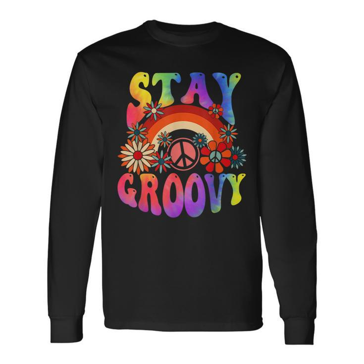 Stay Groovy Peace Sign Love 60S 70S Tie Dye Hippie Halloween Long Sleeve T-Shirt T-Shirt