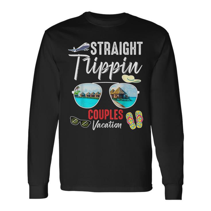 Straight Trippin Couples Trip 2023 Beach Summer Vacation Long Sleeve T-Shirt