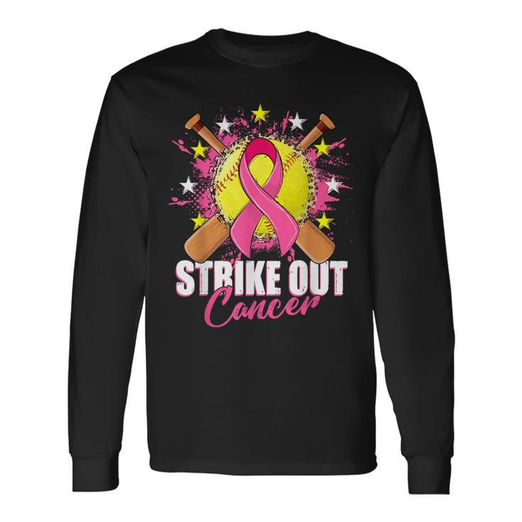 Strike Out Breast Cancer Awareness Month Softball Fight Pink Long Sleeve T-Shirt