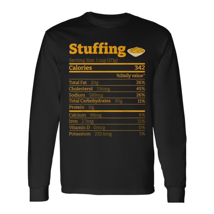 Stuffing Nutrition Facts Thanksgiving Xmas Costume Long Sleeve T-Shirt