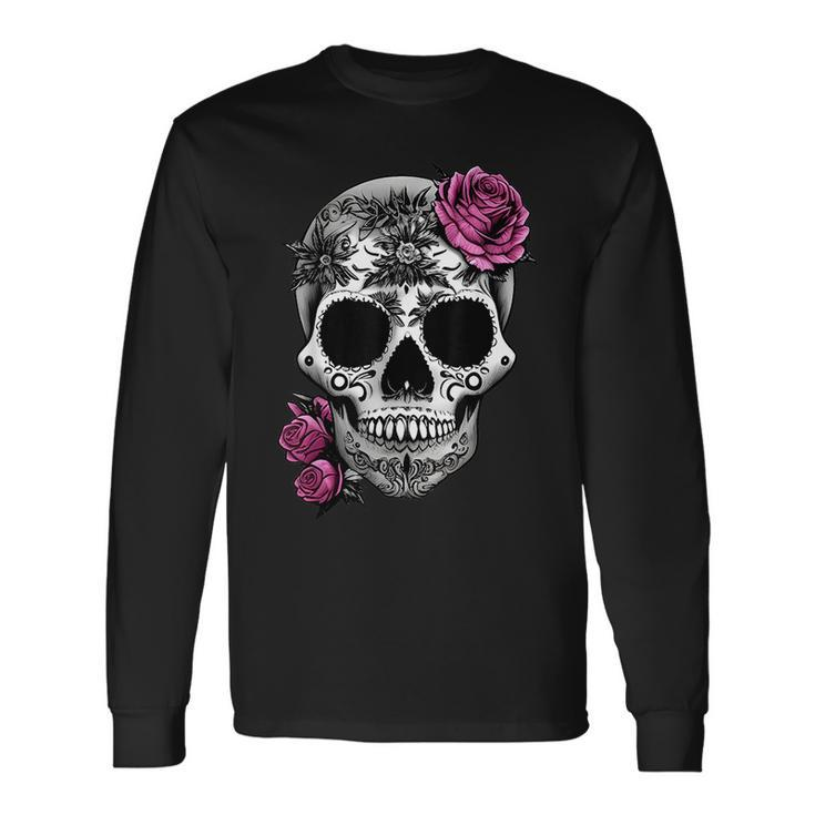 Sugar Skull Day Of The Dead Cool Bone Head Skulls Long Sleeve T-Shirt T-Shirt