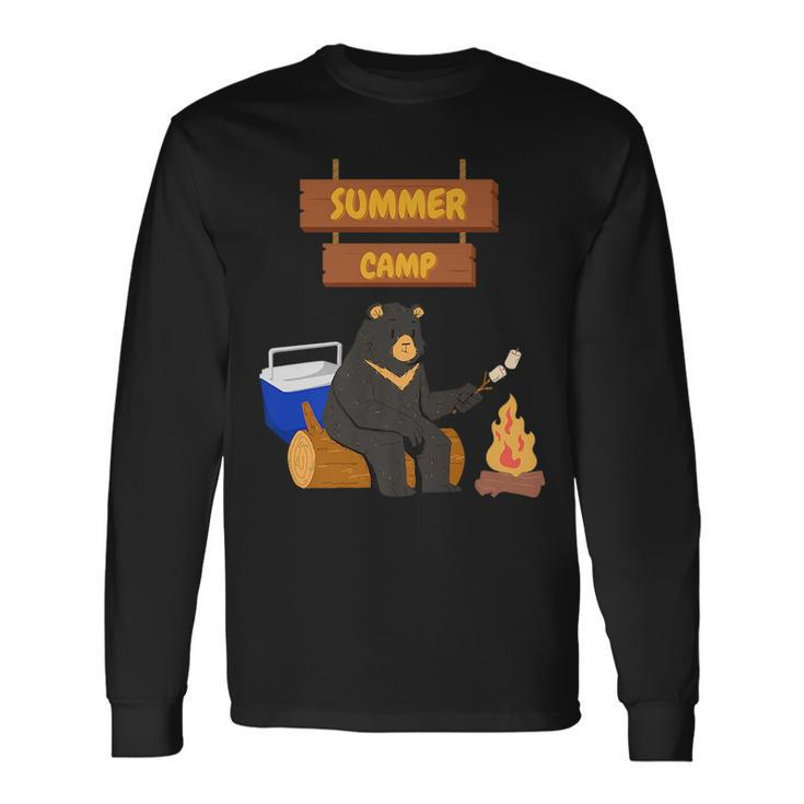 For Summer Sleepaway Overnight Camp Fire Bear Long Sleeve T-Shirt