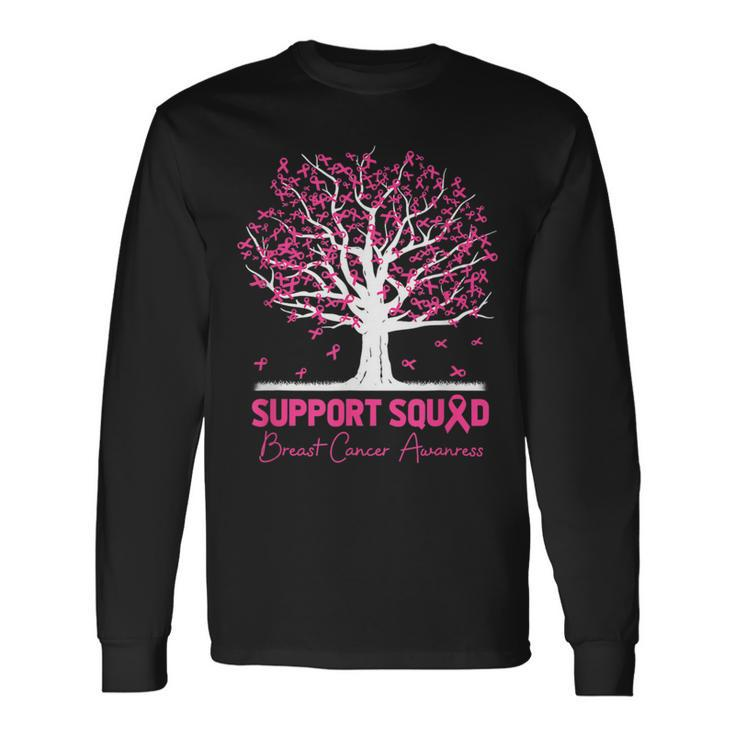 Support Squad Breast Cancer Awareness Fall Tree Pink Ribbon Breast Cancer Awareness Long Sleeve T-Shirt T-Shirt