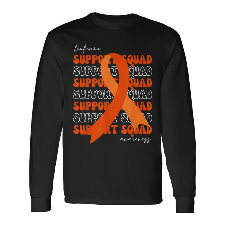 Support Squad Leukemia Awareness Orange Ribbon Long Sleeve T-Shirt