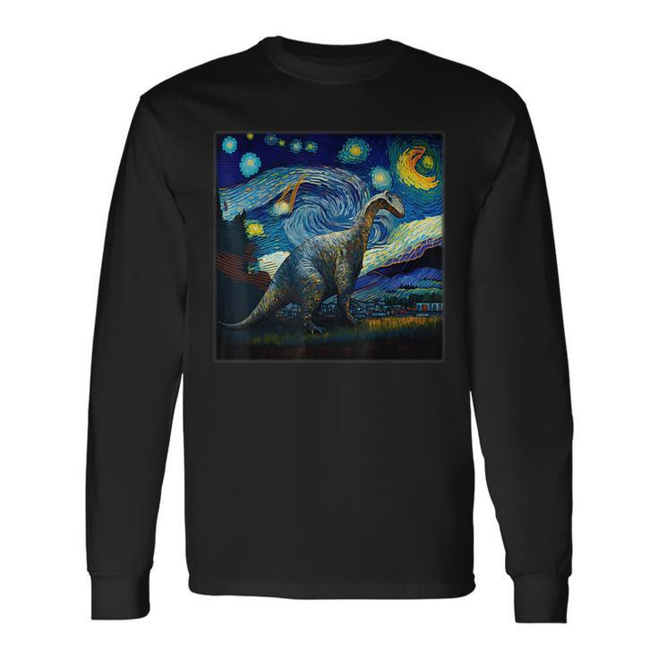 Surrealism Starry Night Edmontosaurus Long Sleeve T-Shirt