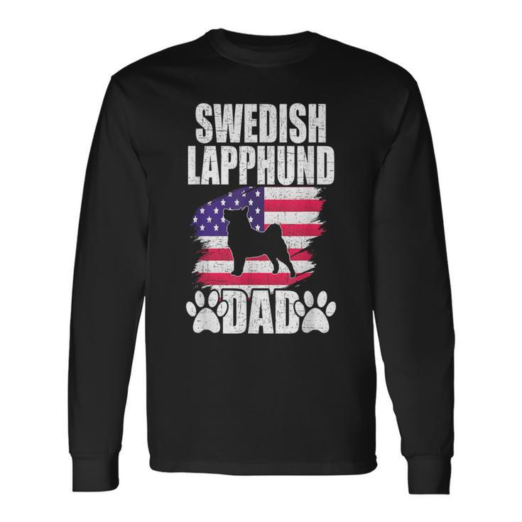Swedish Lapphund Dad Dog Lover American Us Flag Long Sleeve T-Shirt