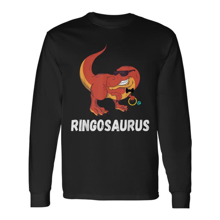 T-Rex Saurus Wedding Party Dino Ring Bearer Security Long Sleeve T-Shirt