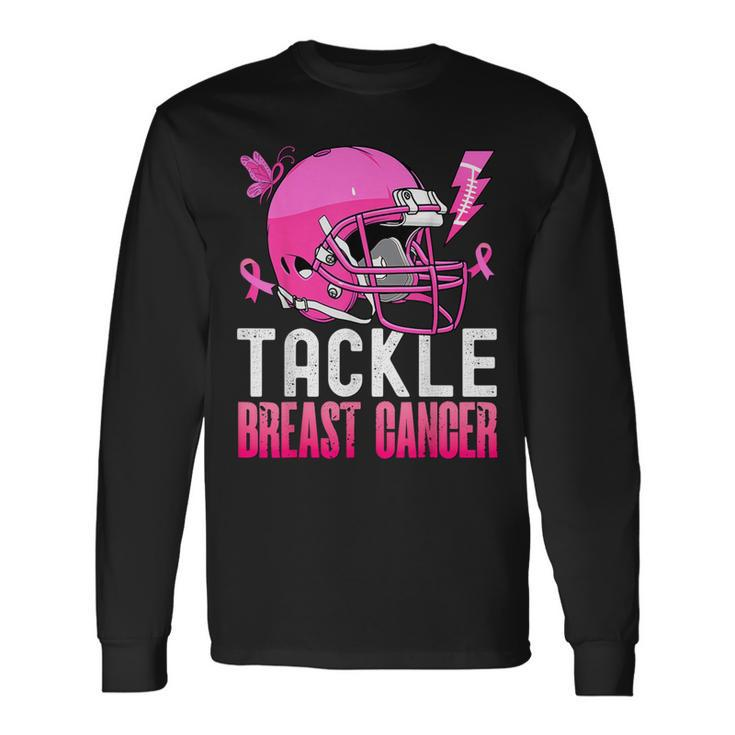Tackle Breast Cancer Awareness Fighting American Football Long Sleeve T-Shirt