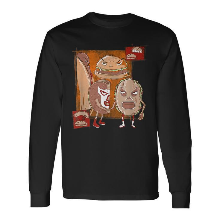 Taco And Torta Vs Hamburger And Hotdog Mexican Long Sleeve T-Shirt T-Shirt