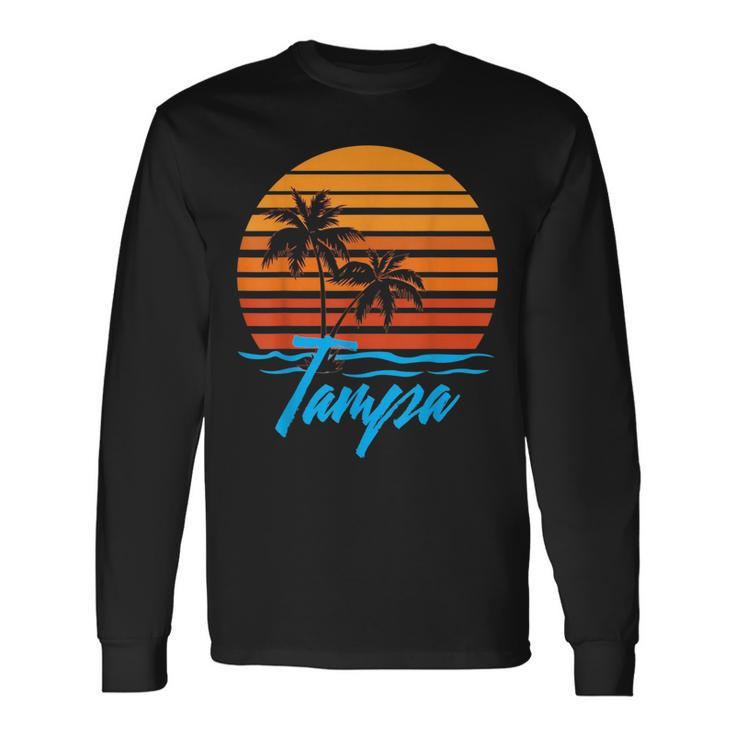 Tampa Sunset Palm Trees Beach Vacation Tourist Vacation Long Sleeve T-Shirt T-Shirt