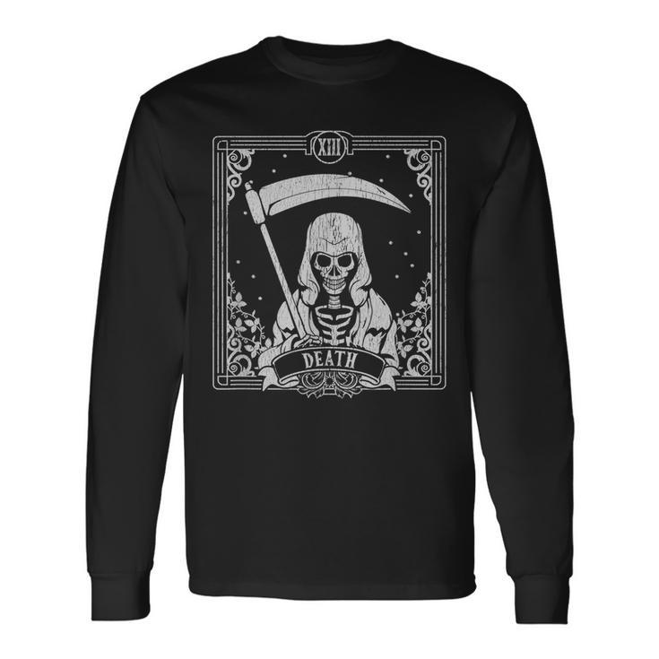Tarot Card Death Halloween Skeleton Occult Vintage Tarot Long Sleeve T-Shirt T-Shirt
