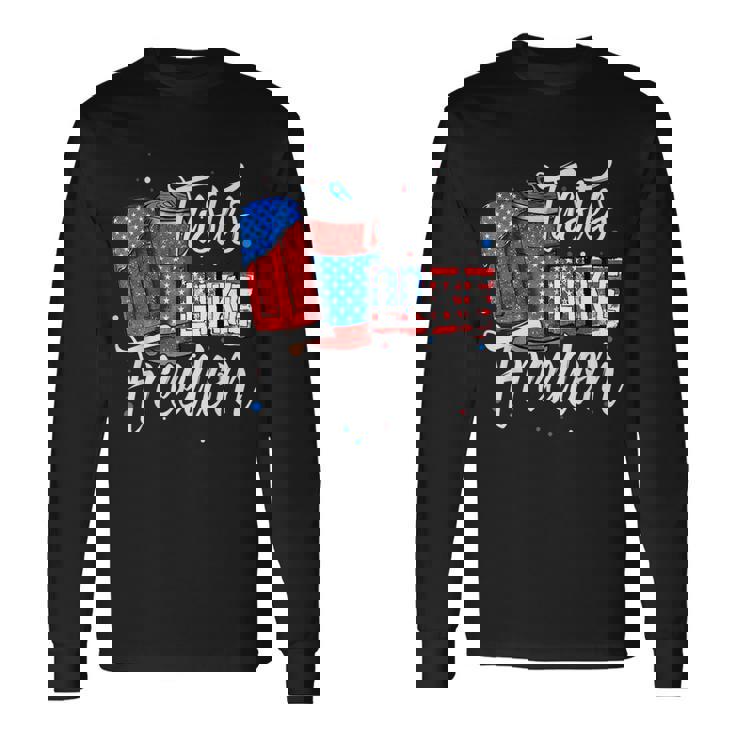 Tasted Like Freedom 4Th Of July Patriotic Ice Cream Usa Flag Patriotic Long Sleeve T-Shirt T-Shirt