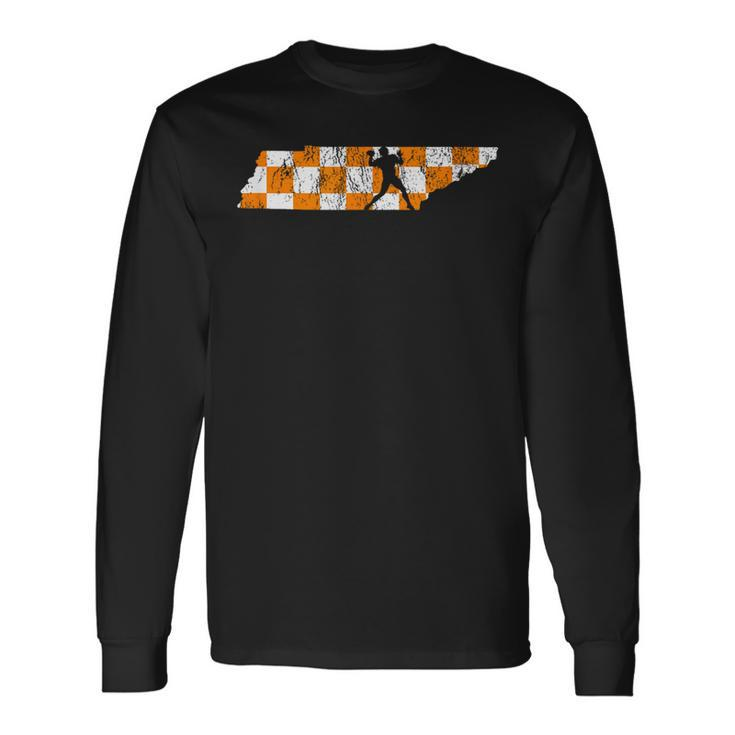 Tennessee State Flag Knoxville Orange Quarterback Outline Long Sleeve