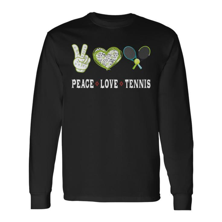 Tennis Lovers Player Fans Peace Love Tennis Tennis Long Sleeve T-Shirt Gifts ideas