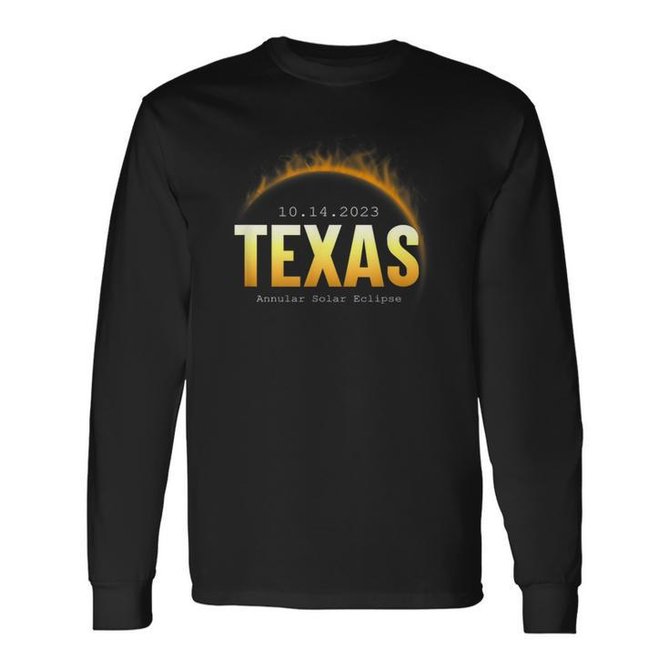 Texas Usa State Annular Solar Eclipse 14Th October 2023 Long Sleeve T-Shirt Gifts ideas