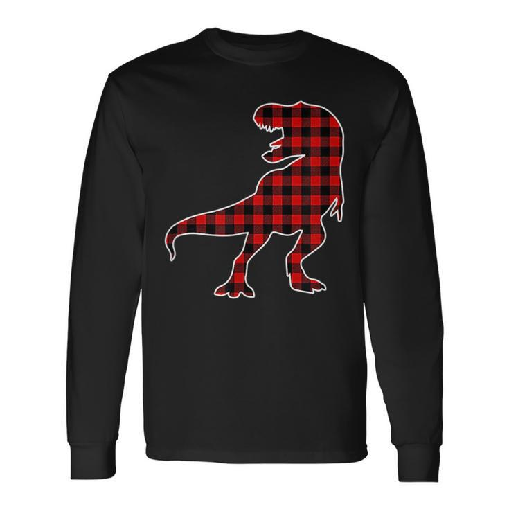 Th Dinosaur Red Buffalo Plaid Costume Dinosaur Lover For Buffalo Lovers Long Sleeve T-Shirt Gifts ideas