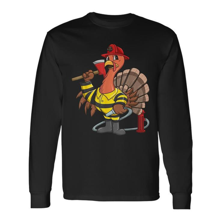 Thanksgiving Firefighter Turkey Proud Fireman Long Sleeve T-Shirt T-Shirt