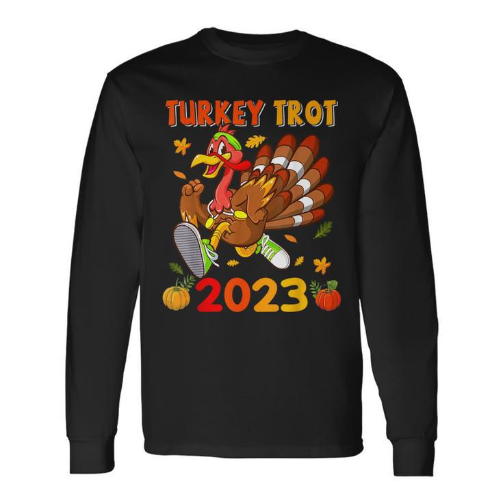 Thanksgiving Turkey Trot 2023 Pumpkin Autumn Turkey Running Long Sleeve T-Shirt