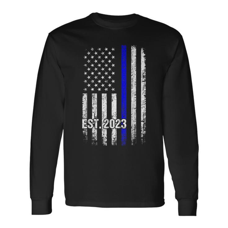 Thin Blue Line Vintage Bleached T-Shirt For Women – Distressed USA Flag Police Support Tee