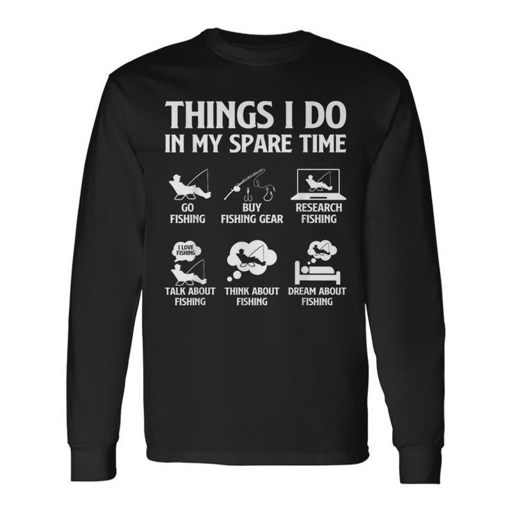 Things I Do In My Spare Time Fishing Boys Bass Fishing Long Sleeve T-Shirt