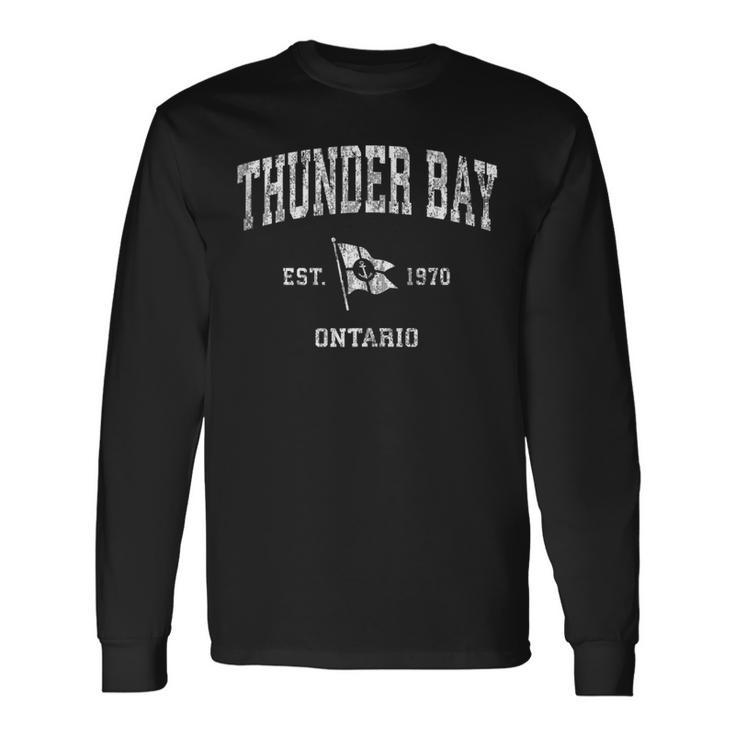 Thunder Bay Canada Vintage Nautical Boat Anchor Flag Sports Long Sleeve T-Shirt T-Shirt