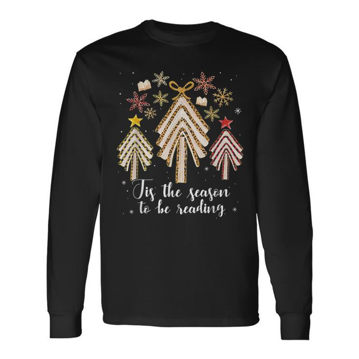 Tis The Season To Be Reading Librarian Christmas Tree Long Sleeve T-Shirt