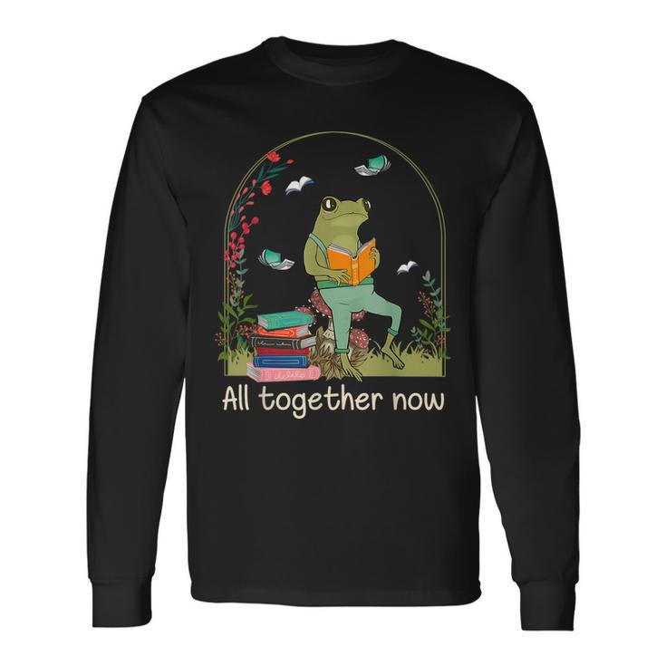 All Together Now Summer Reading 2023 Cute Frog Reading Long Sleeve T-Shirt T-Shirt