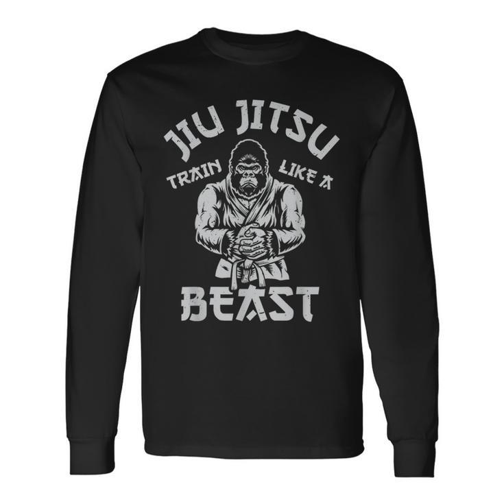 Train Like A Beast Brazilian Bjj Jiu Jitsu Jew Jitsu Long Sleeve T-Shirt
