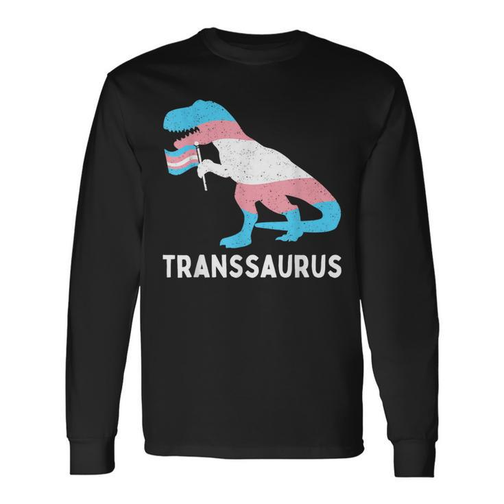 Trans Pride Flag Transgender Dino Transsaurus Rex Dinosaur Long Sleeve T-Shirt T-Shirt
