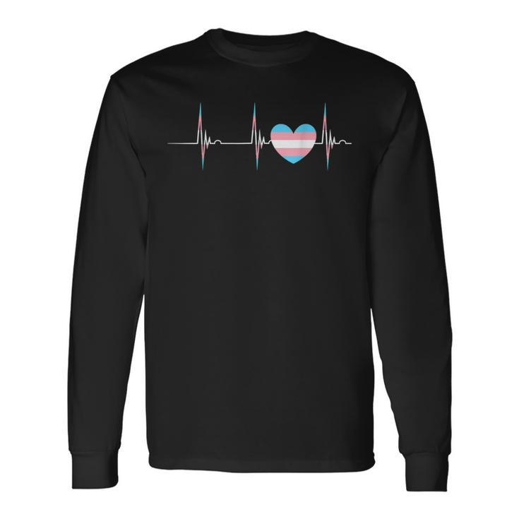 Transexual Heart Transgender Heartbeat Ekg Pulse Trans Pride Long Sleeve T-Shirt