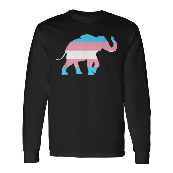 Transgender Elephant Trans Pride Flag Ftm Mtf Elephant Lover Long Sleeve T-Shirt Gifts ideas