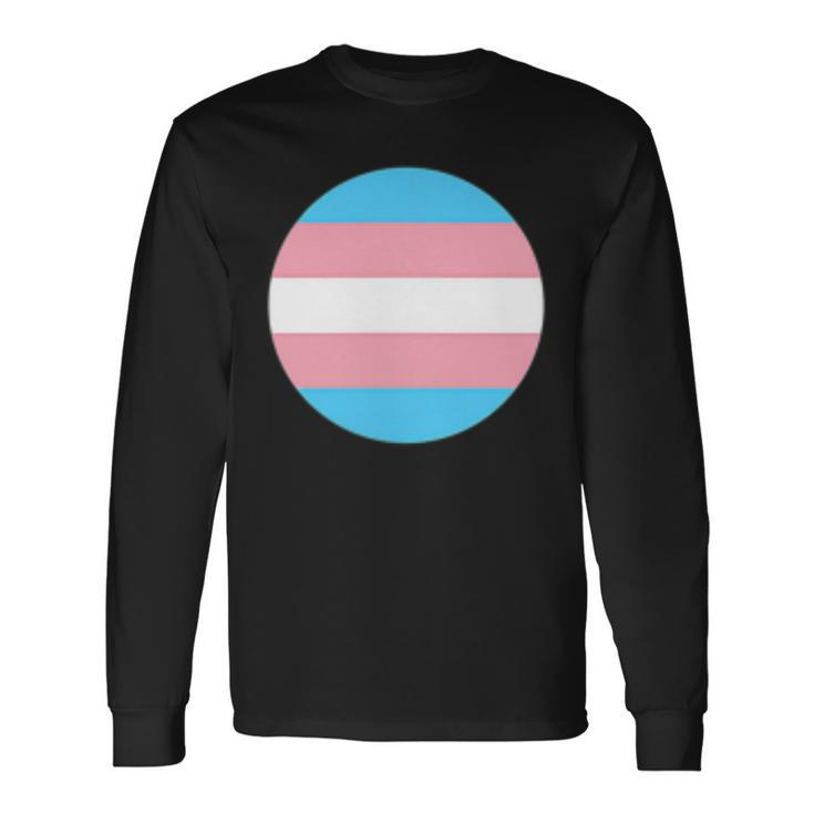 Transgender Pride Flag Circle Discreet Trans Lgbtq Ftm Mtf Long Sleeve T-Shirt