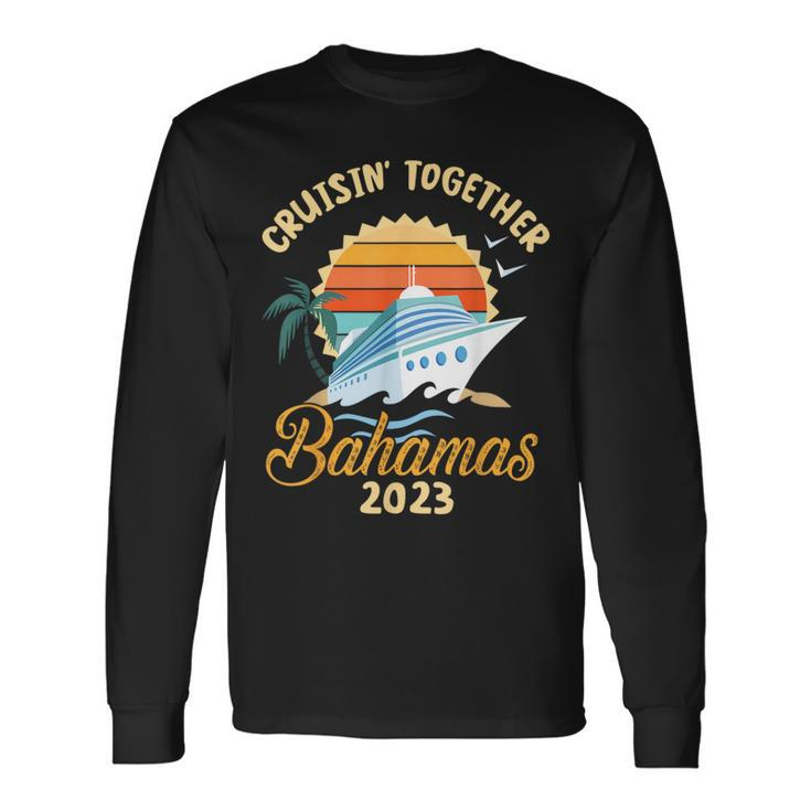 Trees Birds Beach Ship Waves Cruising Together Bahamas 2023 Long Sleeve T-Shirt