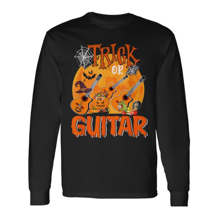 Trick Or Guitar Halloween Musical Costume Witch's Hat Long Sleeve T-Shirt
